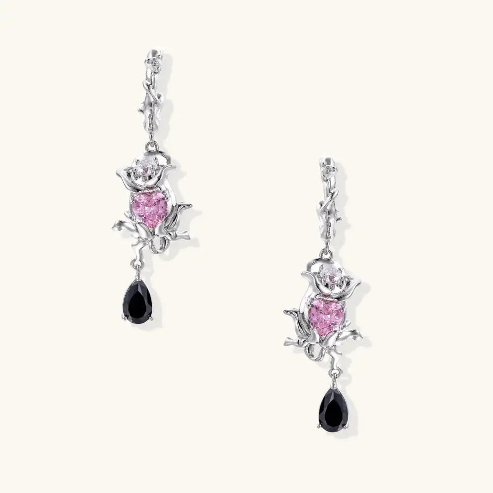 Rose Crown Drop Earrings