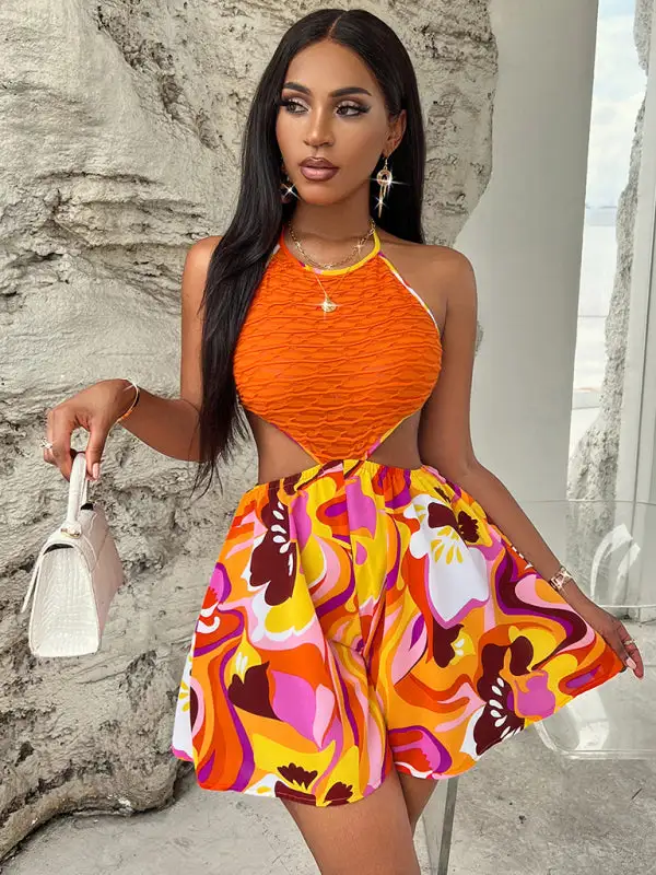 Hollow Bright Halter Jumpsuit