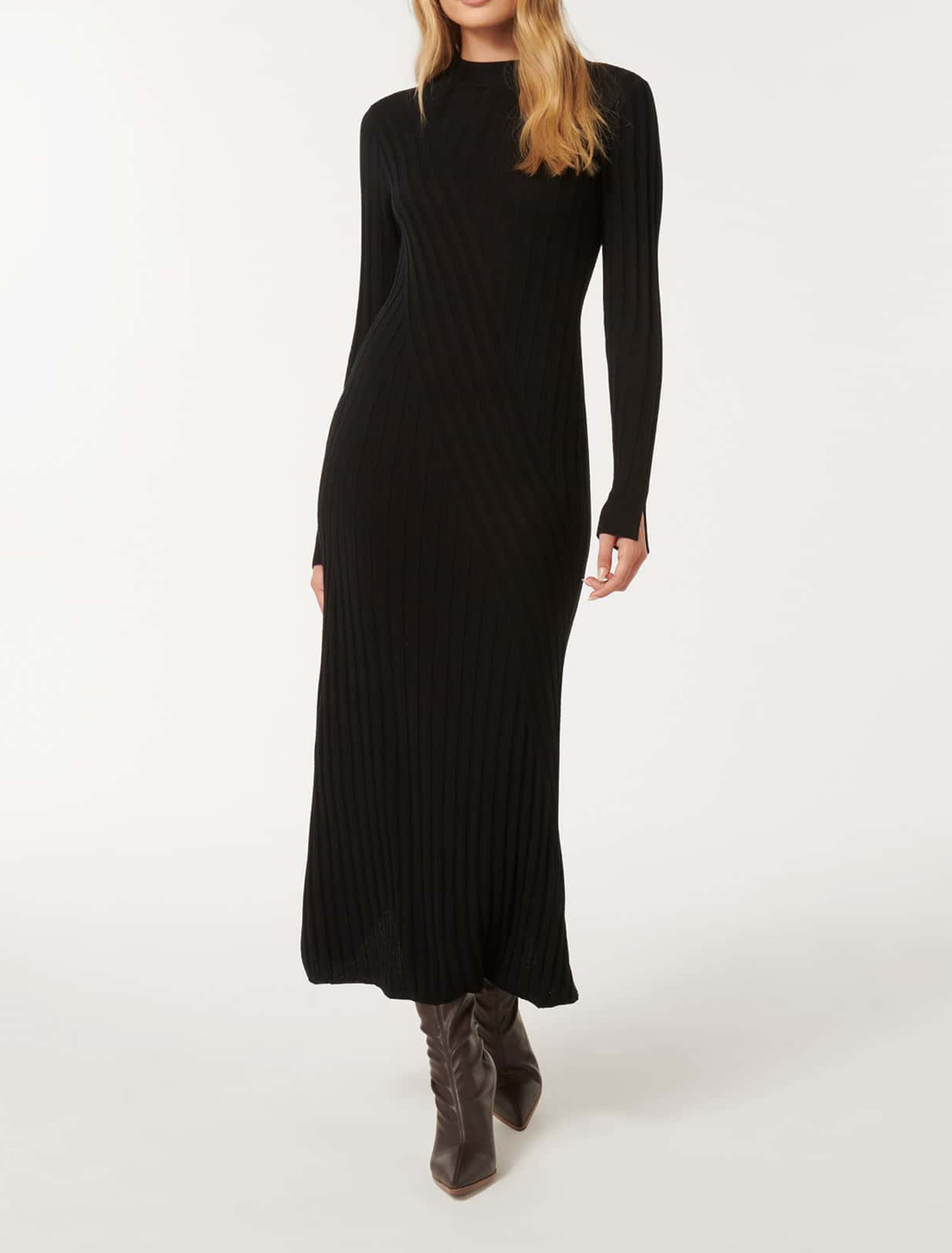 Rib Transfer Midi Dress