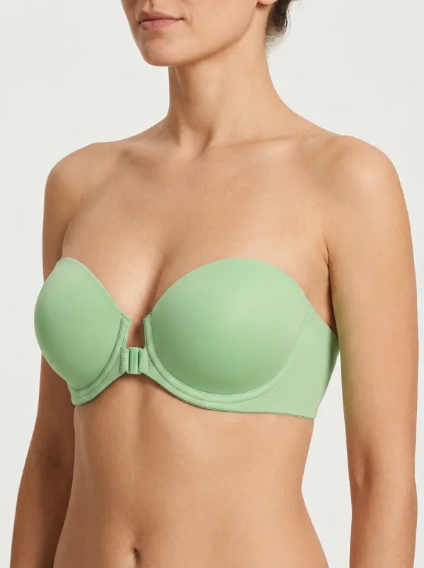 Women's Molded-Cup Form-Fitting Front-Closure Strapless Bra