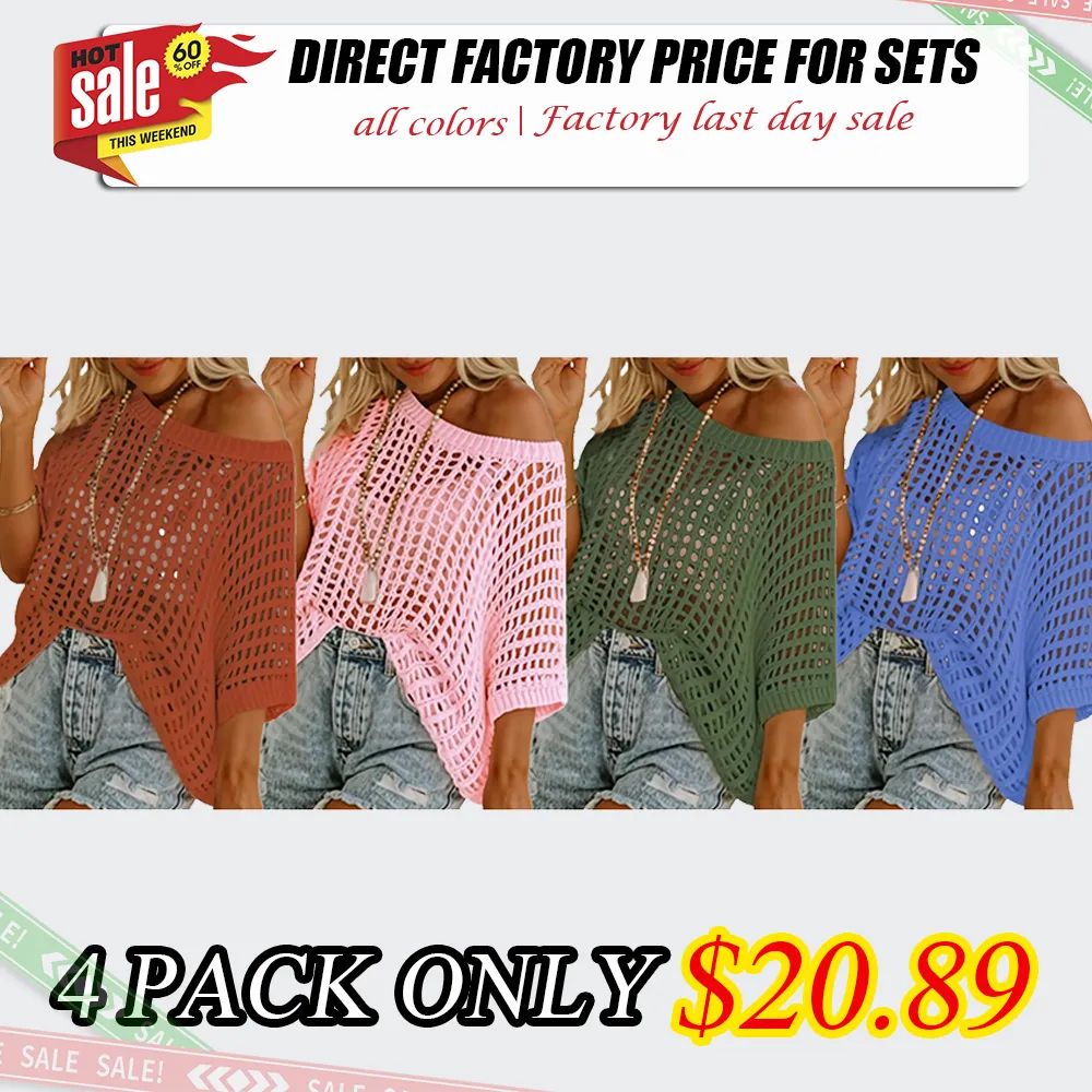 Women's Crew Neck Openwork Knit Pullover