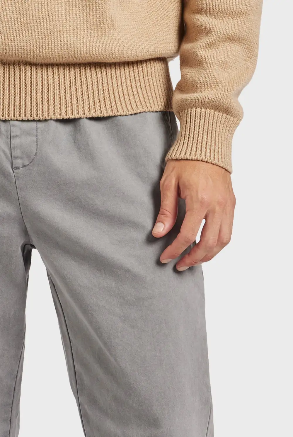 Grey Slim Fit Cotton Chino Trousers
