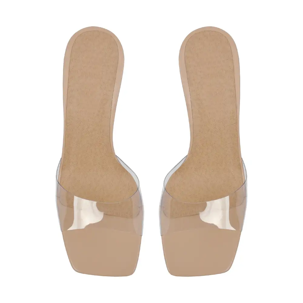 Square Open Toe Transparent Mule Sandals