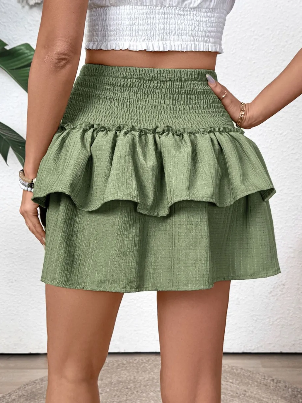 Chic Smocked Layered Skirt
