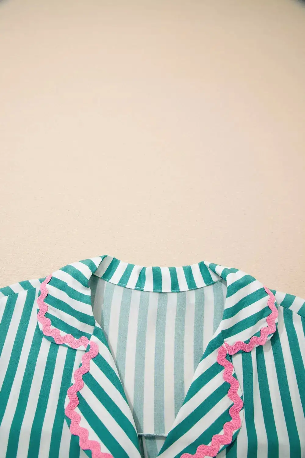 Stripe Contrast Ricrac Trim Long Sleeve Shirt