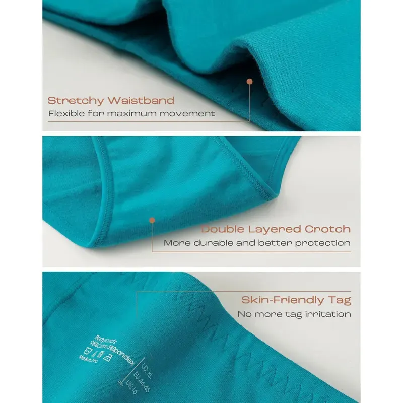 Women's large-size high-waist cotton underwear, soft and comfortable, fully covering triangle pants, breathable and elastic fabric, suitable for daily wear and providing all-day comfort.
