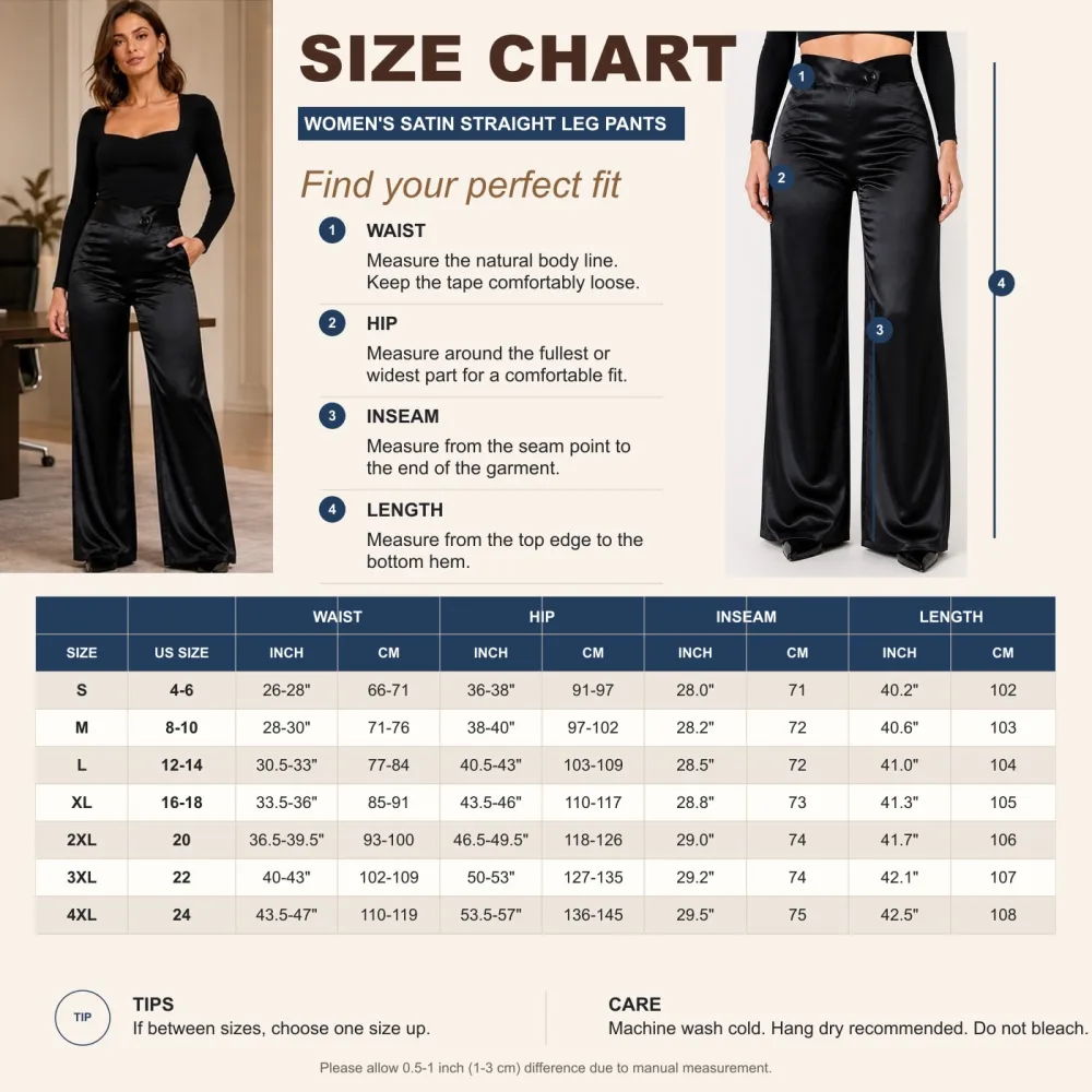 Women's Satin Smooth Straight Leg Pants With Irregular V Waistline