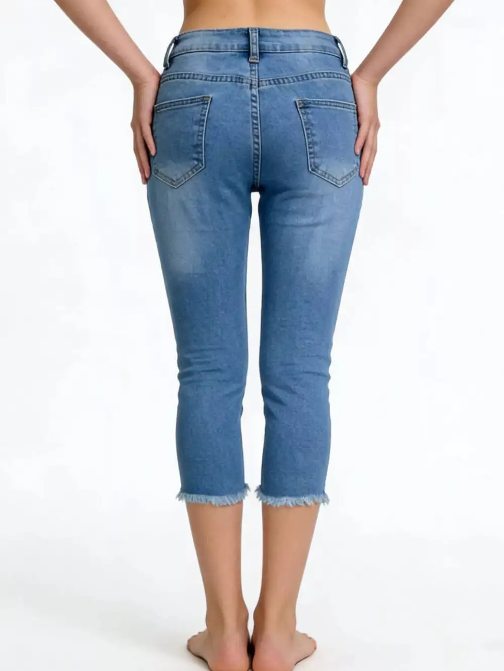 Easy Raw Hem Denim Jeans