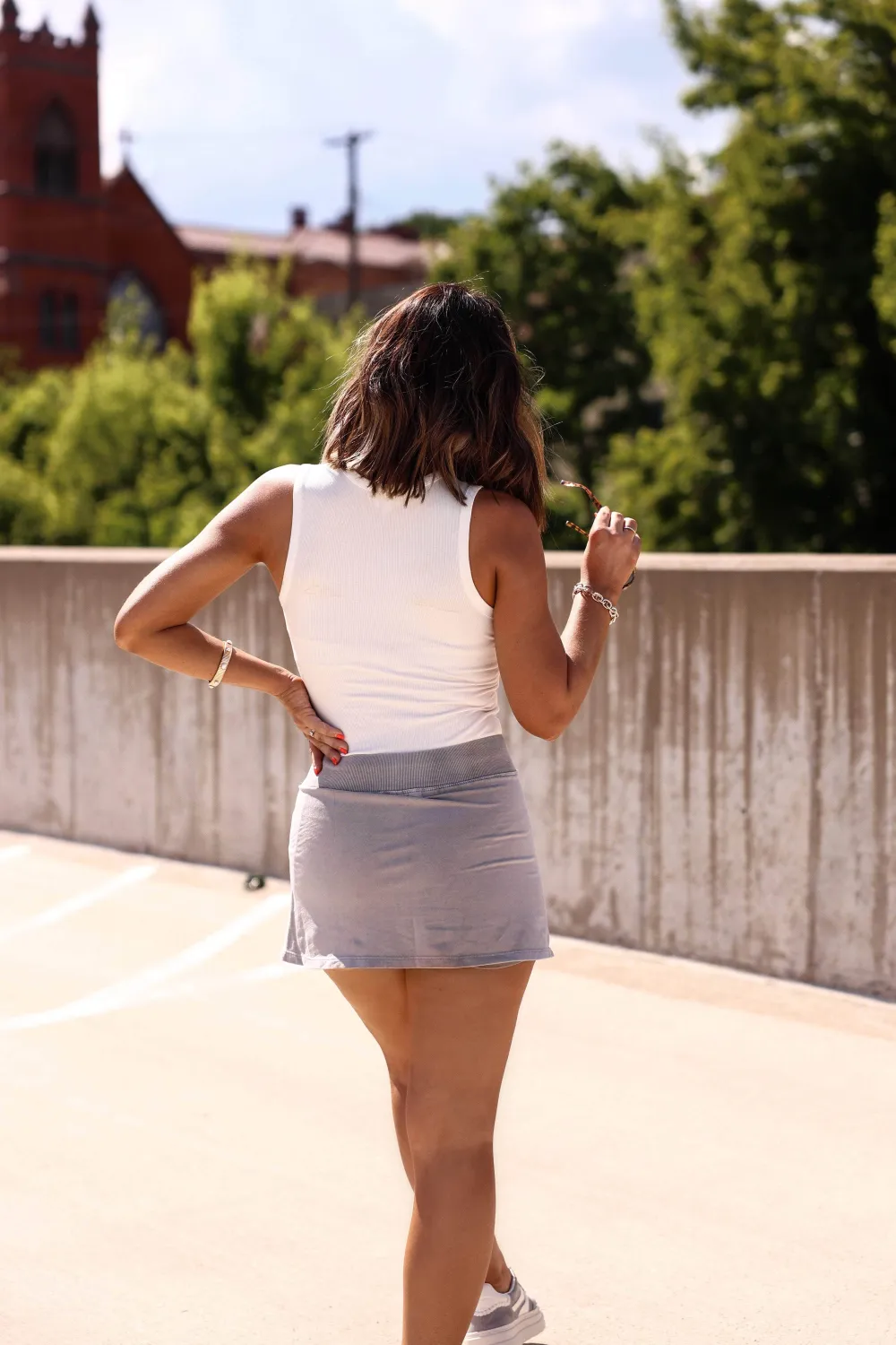Elastic Waist Pocket A-Line Skort