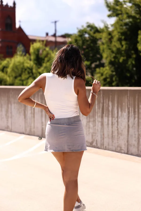 Elastic Waist Pocket A-Line Skort