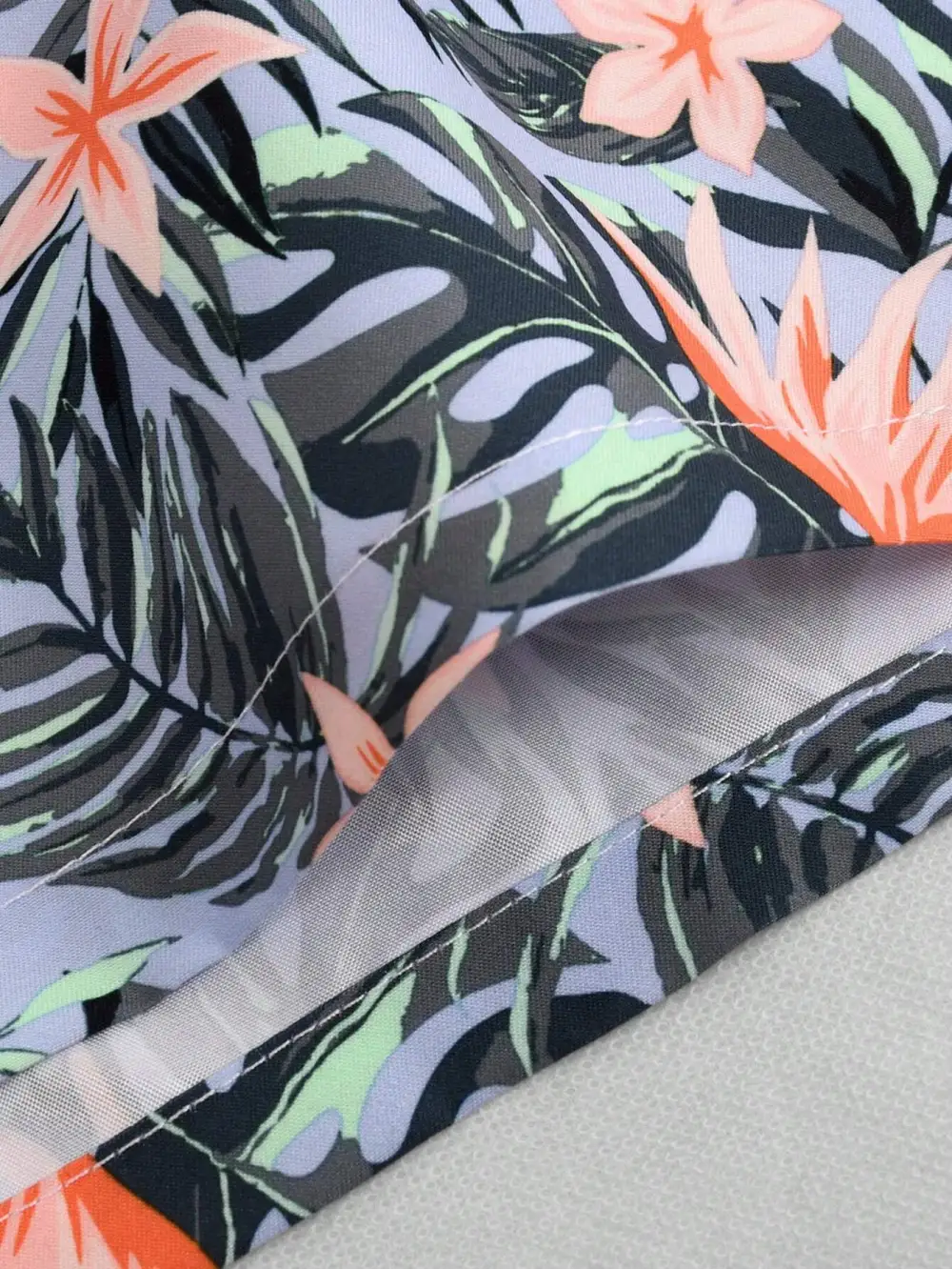 Men's Drawstring Tropical Allover Print Beach Shorts