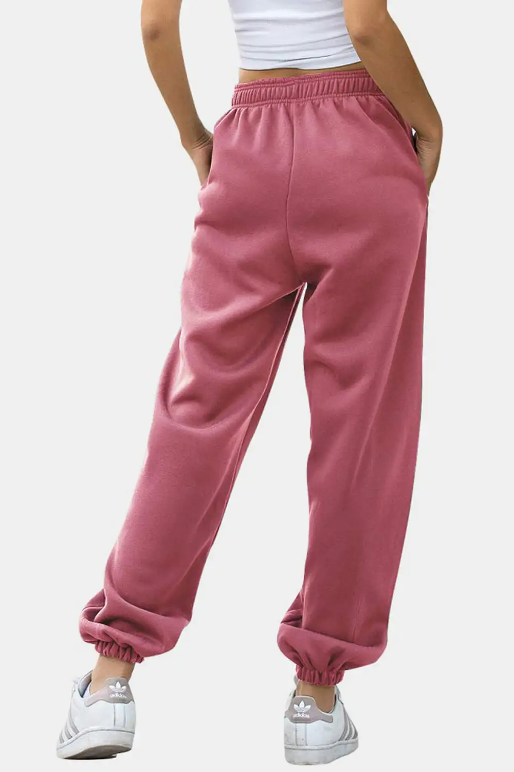 Tailored Elastic-Waist Pocketed Jogger Pants