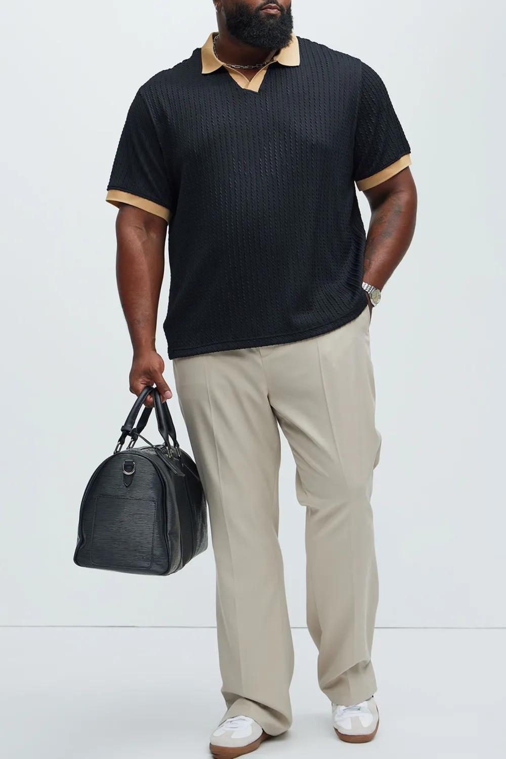 Color Block Textured Polo