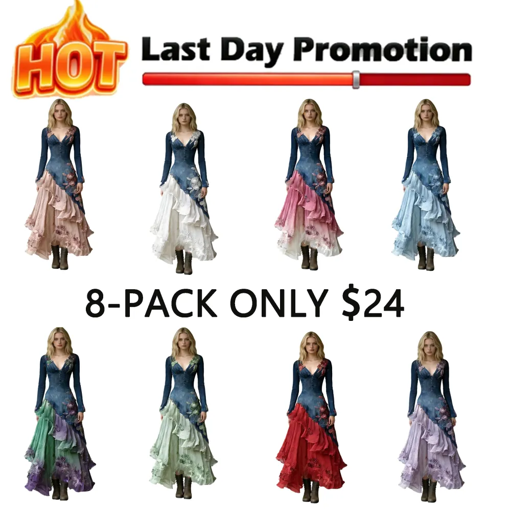 Women's Spring Elegant Flowers Irregular Ruffle Linen Dress