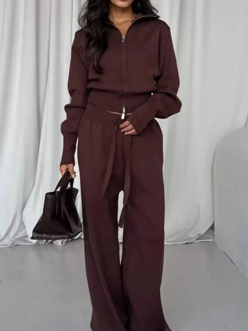 Zip Up Outerwear and Drawstring Pants Set