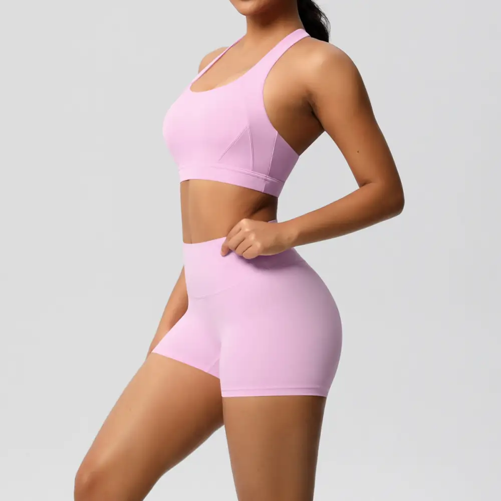Cross-Back Backless Two-Piece Shorts Active Set