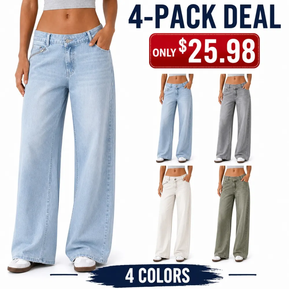 Women's Asymmetric Low-Rise Baggy Wide Leg Jeans