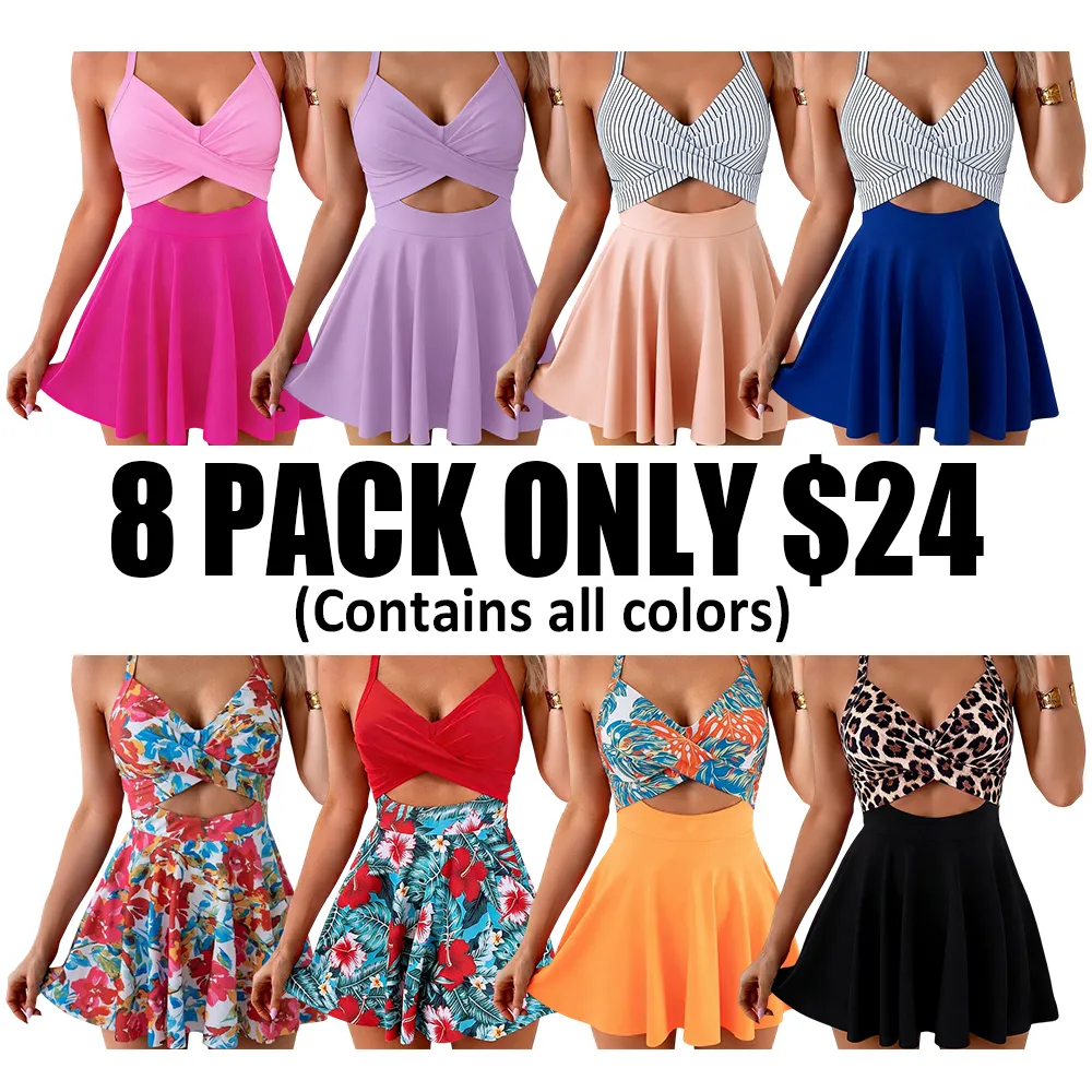 Women's Cutout V-Neck One-Piece Swimsuit-🔥8-Pack - All Colors Included