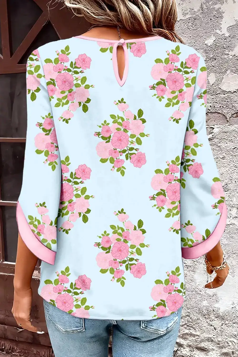 Floral Print Sleeve Blouse