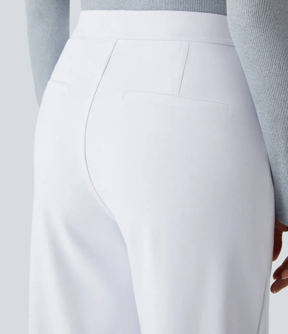 High Waisted Side Pocket Straight Leg Work Pants