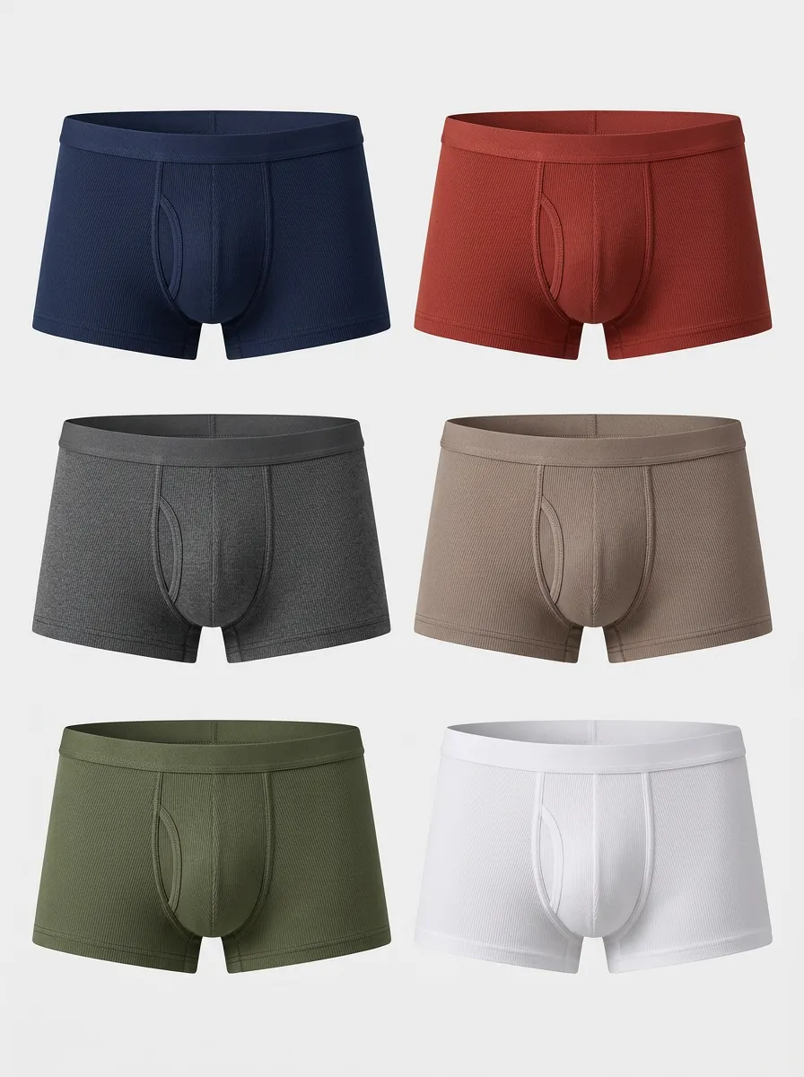 Men's Multicolor Ribbed Knit Boxer Brief Boxer Briefs Multi-Pack