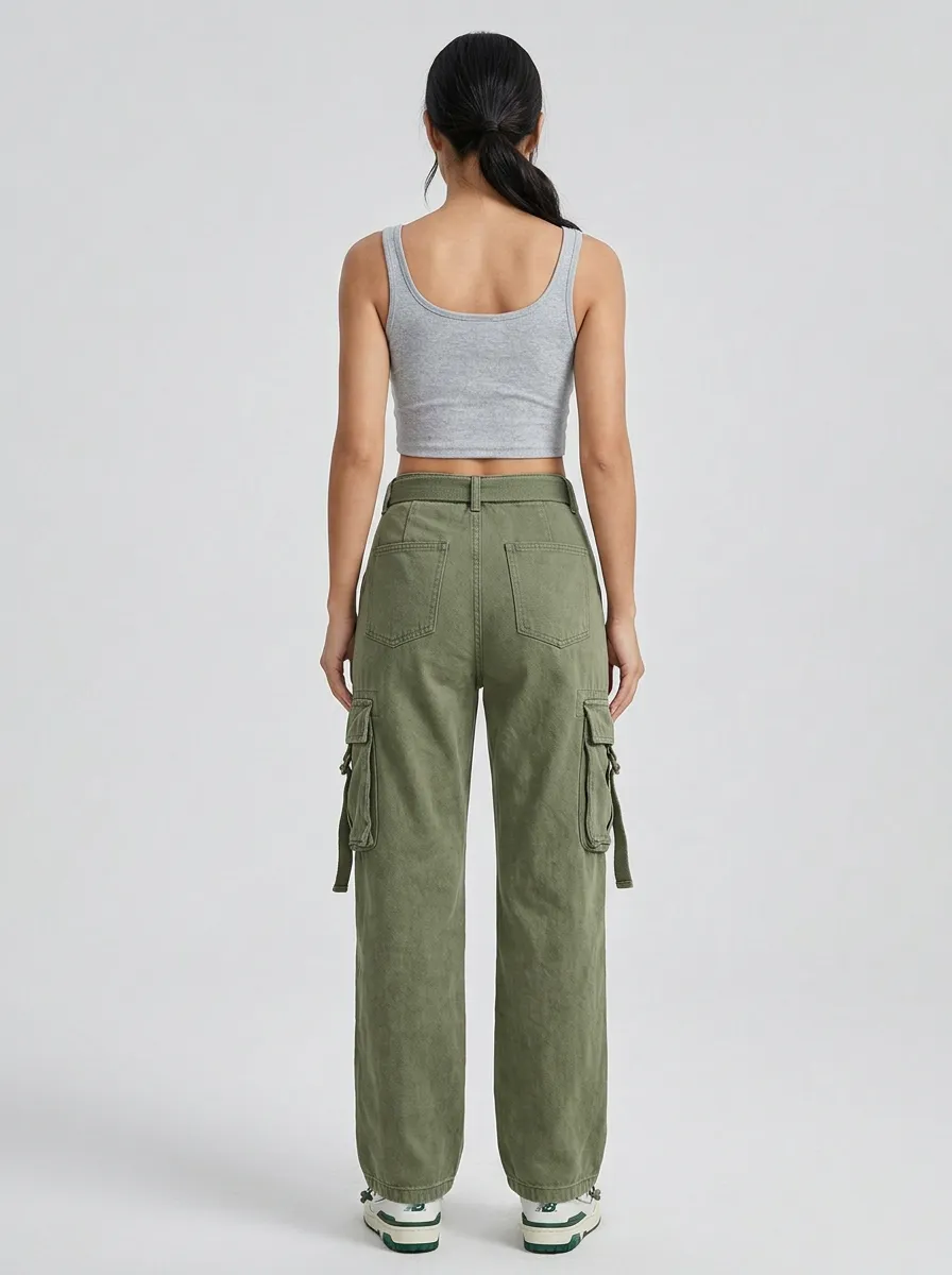 Functional Utility Style Multi Pocket Sport Look Women's Multi Pocket Cargo Pants