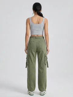 Functional Utility Style Multi Pocket Sport Look Women's Multi Pocket Cargo Pants