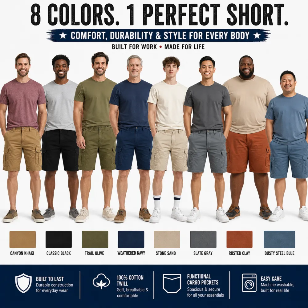 Men's Washed Cotton Twill Cargo Shorts