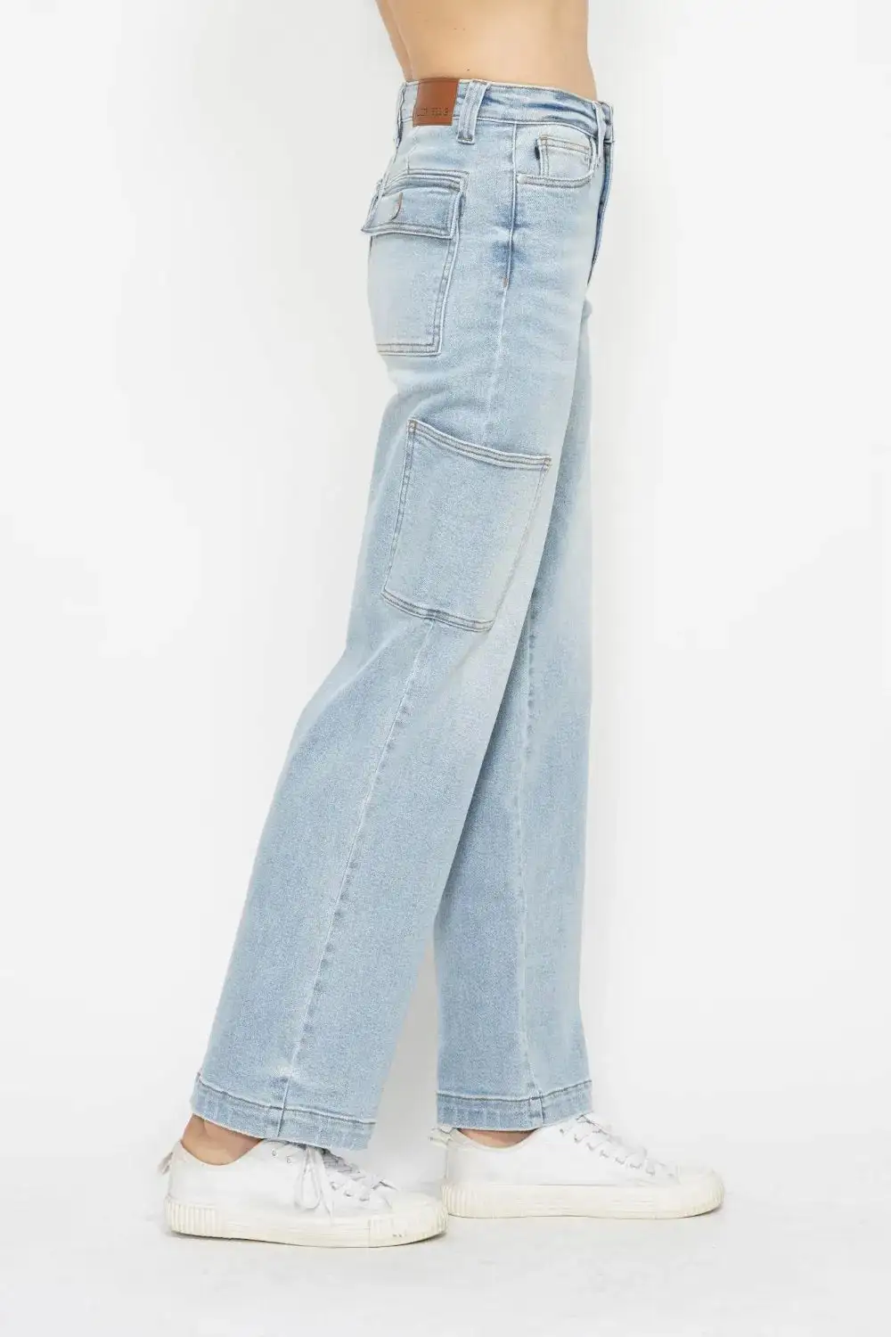 Full Size High Waist Straight Cargo Jeans