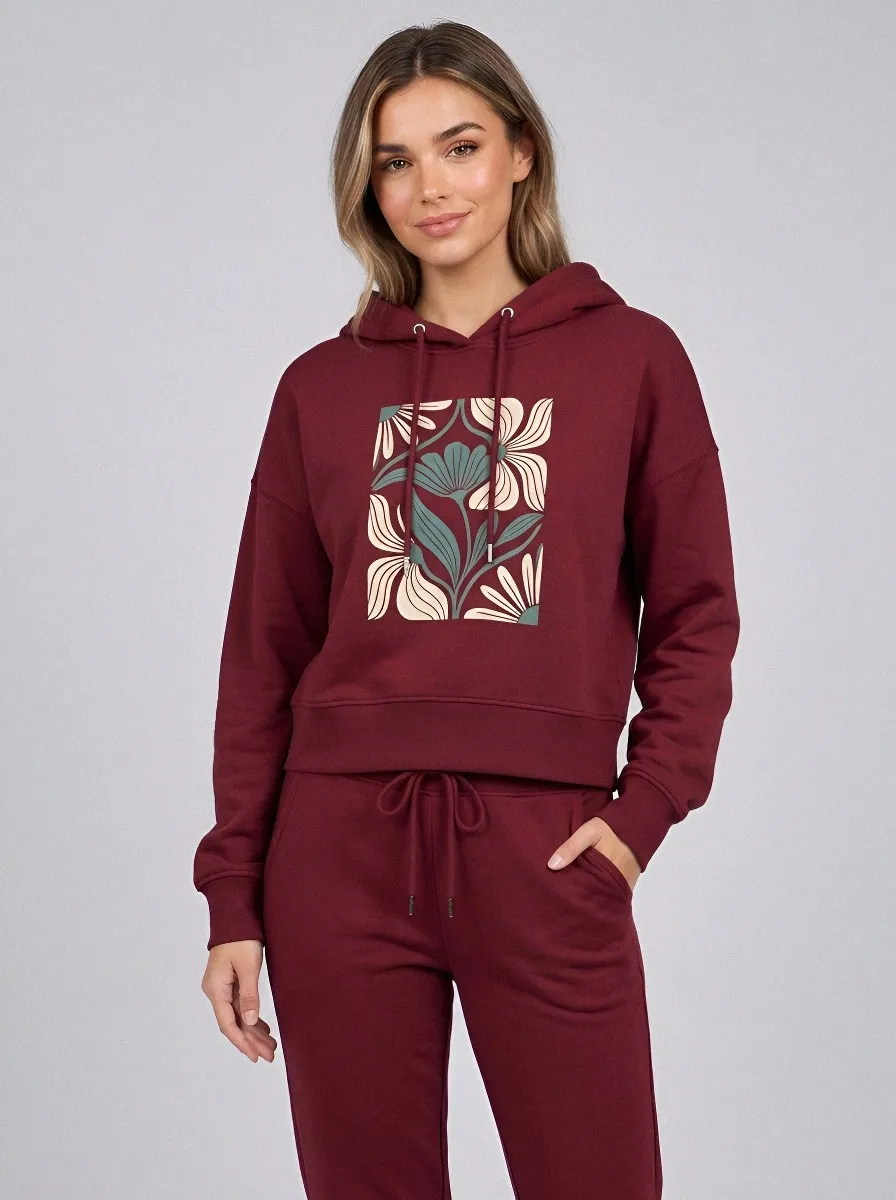 Women's Sage Green Tapered Pants Relaxed Fit Solid Hoodie & Pants Set