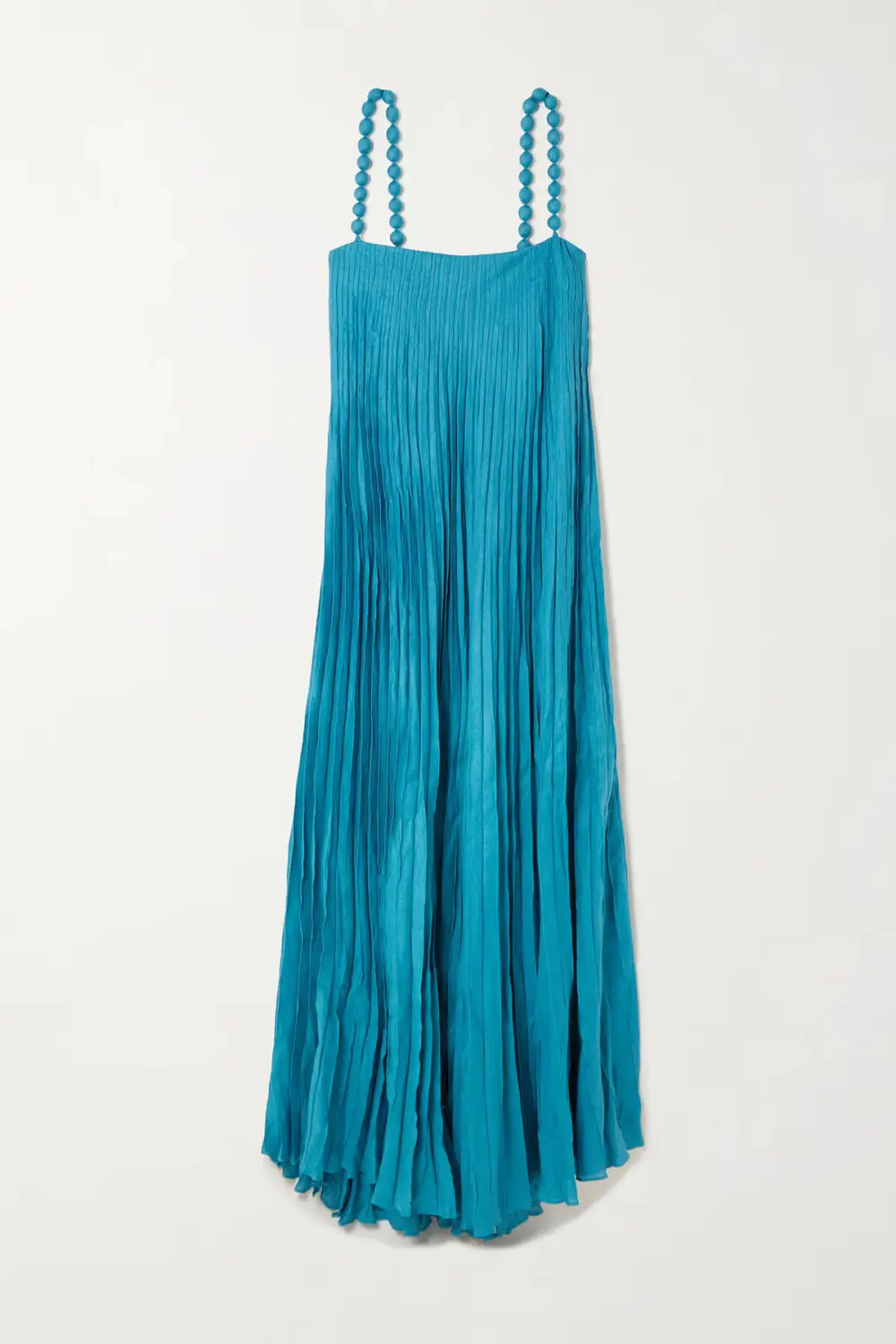 Beaded Pleated Linen Maxi Dress