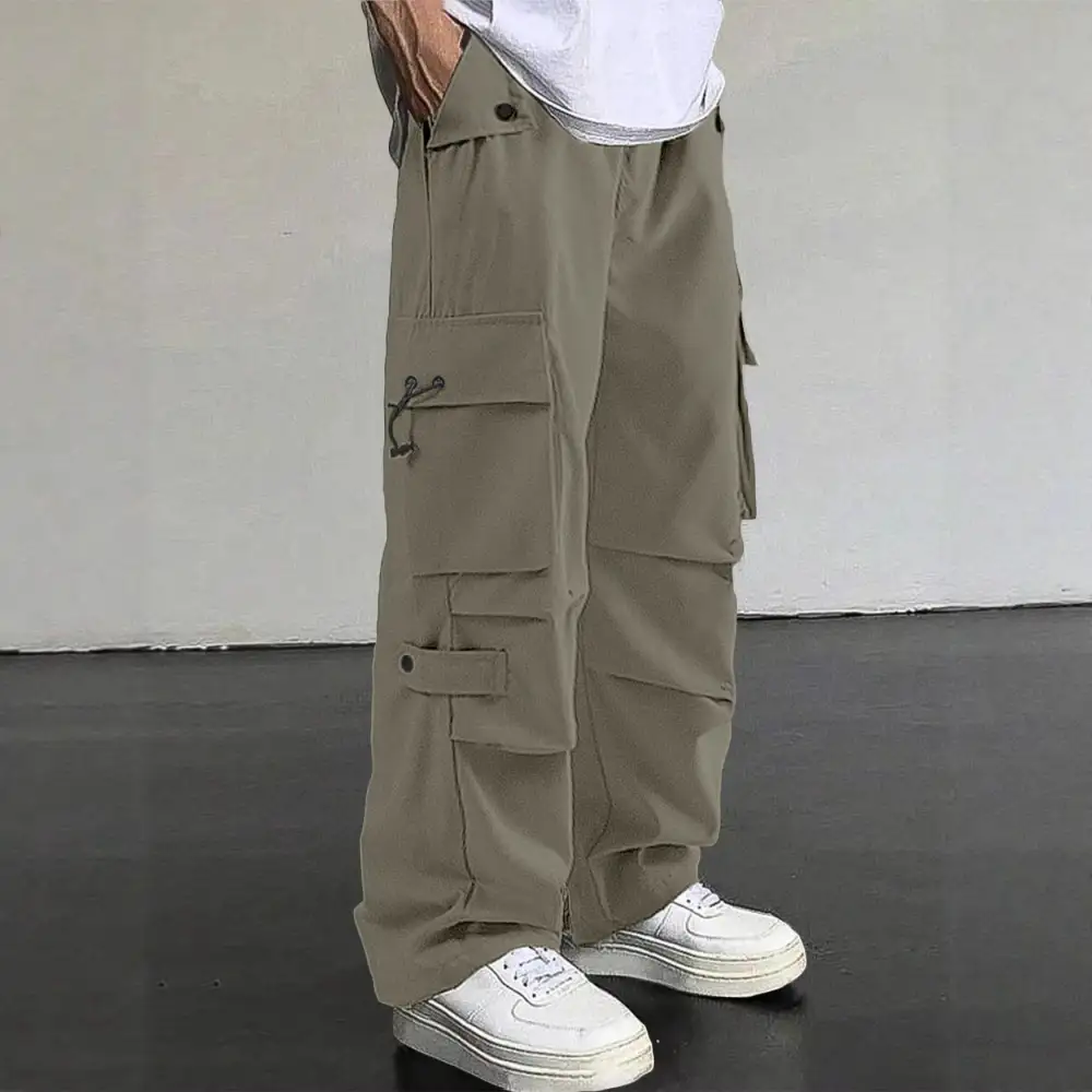 Men's Baggy Cargo Pants Pockets Waistband
