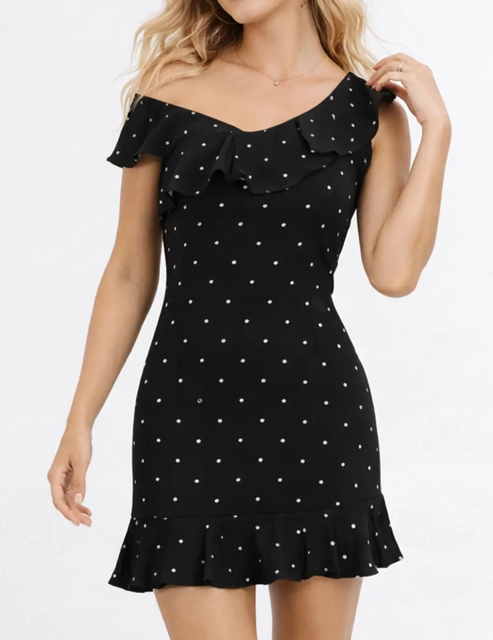 Chic One Sho Ulpolka Dot Ruffle Mini Dress