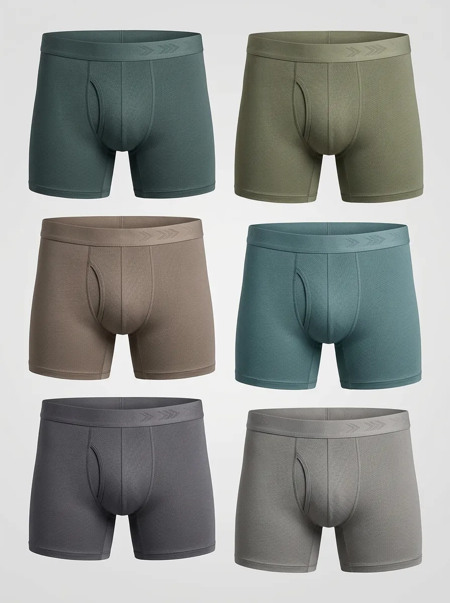 Men's Mesh-Texture Chevron-Detail 6-Pack Boxer Briefs