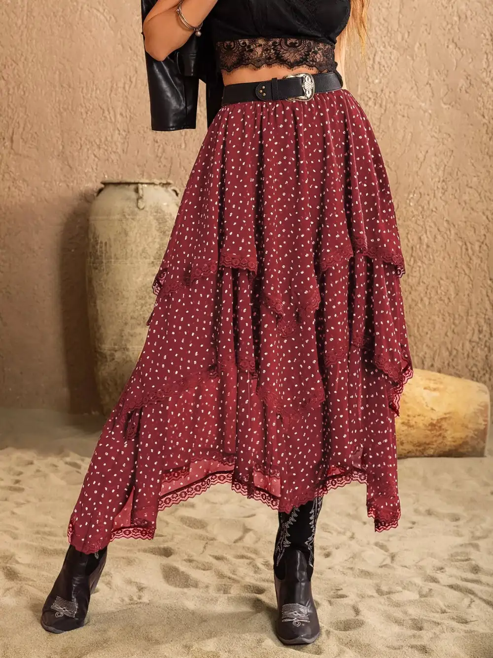 Round Neck Breezy Skirt