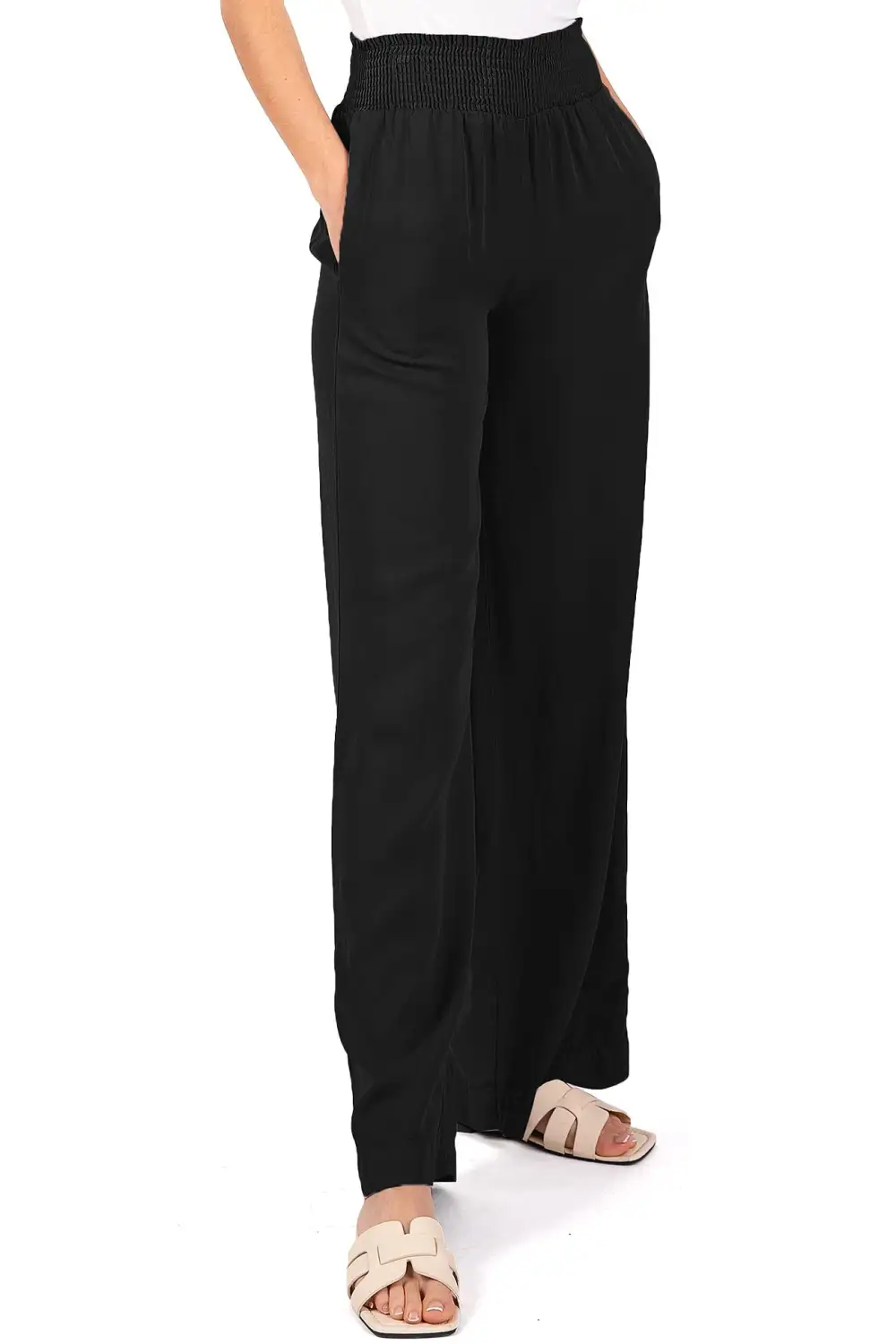 Creamy Wide - Leg Trousers