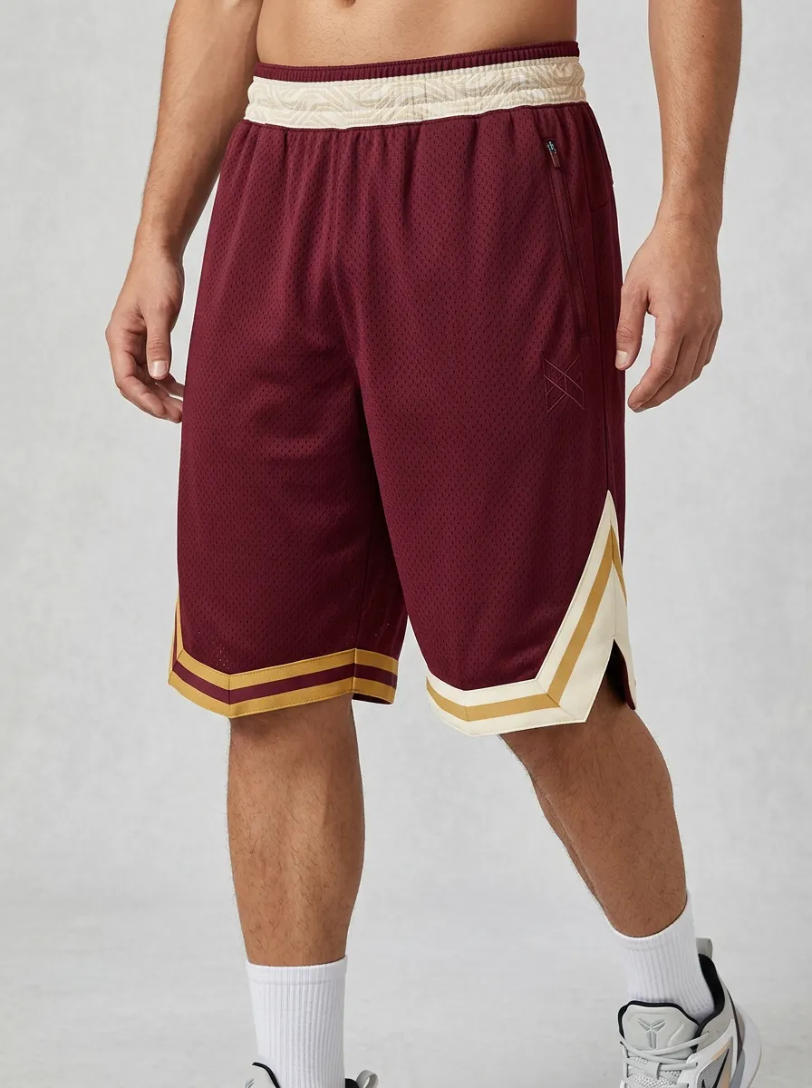 Active Striped Detail Mesh Detail Casual Look Men's Basketball Shorts
