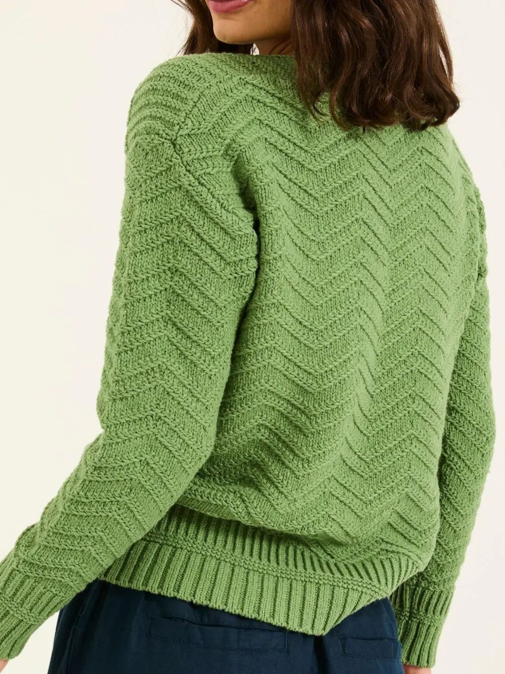 Mid Green Jessie Textured Knitted Jumper