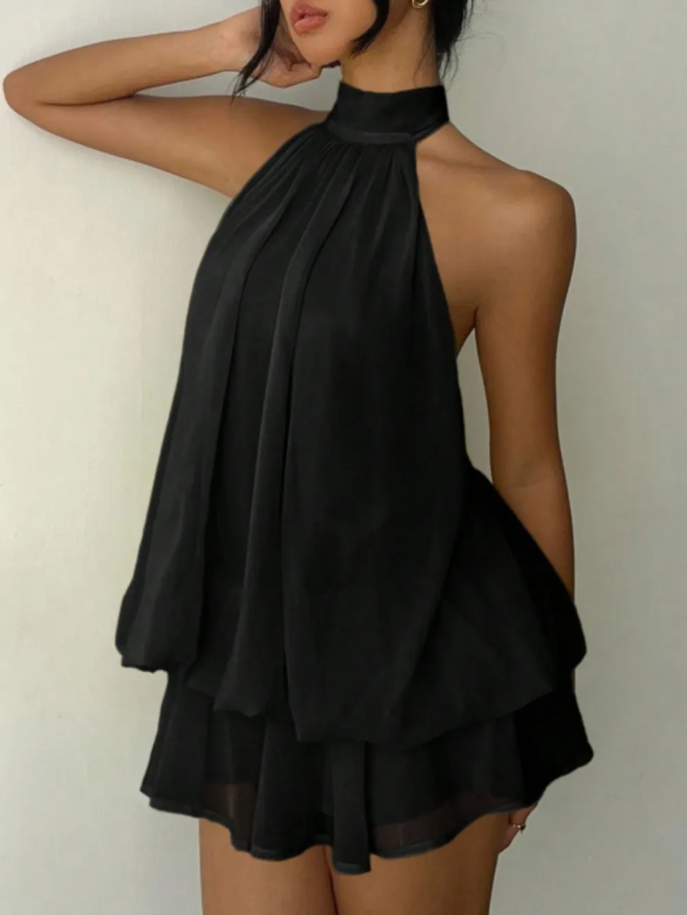 Tiered Halter Mini Dress