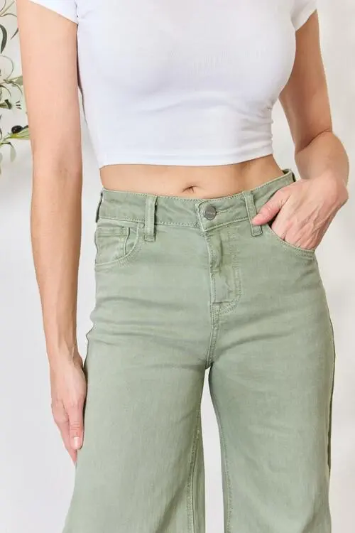 Easy Wide Leg Raw Hem Denim Jeans