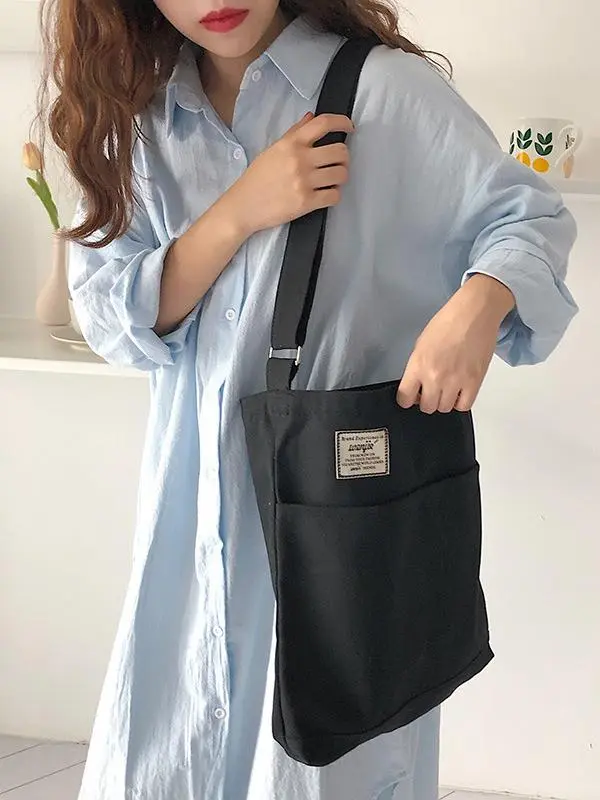 Canvas Zip-Top Shoulder Bag