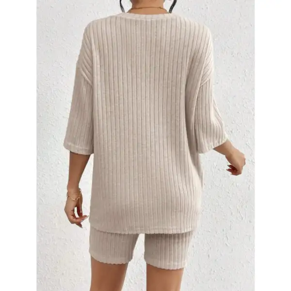 Ribbed Round Neck Top and Shorts Set