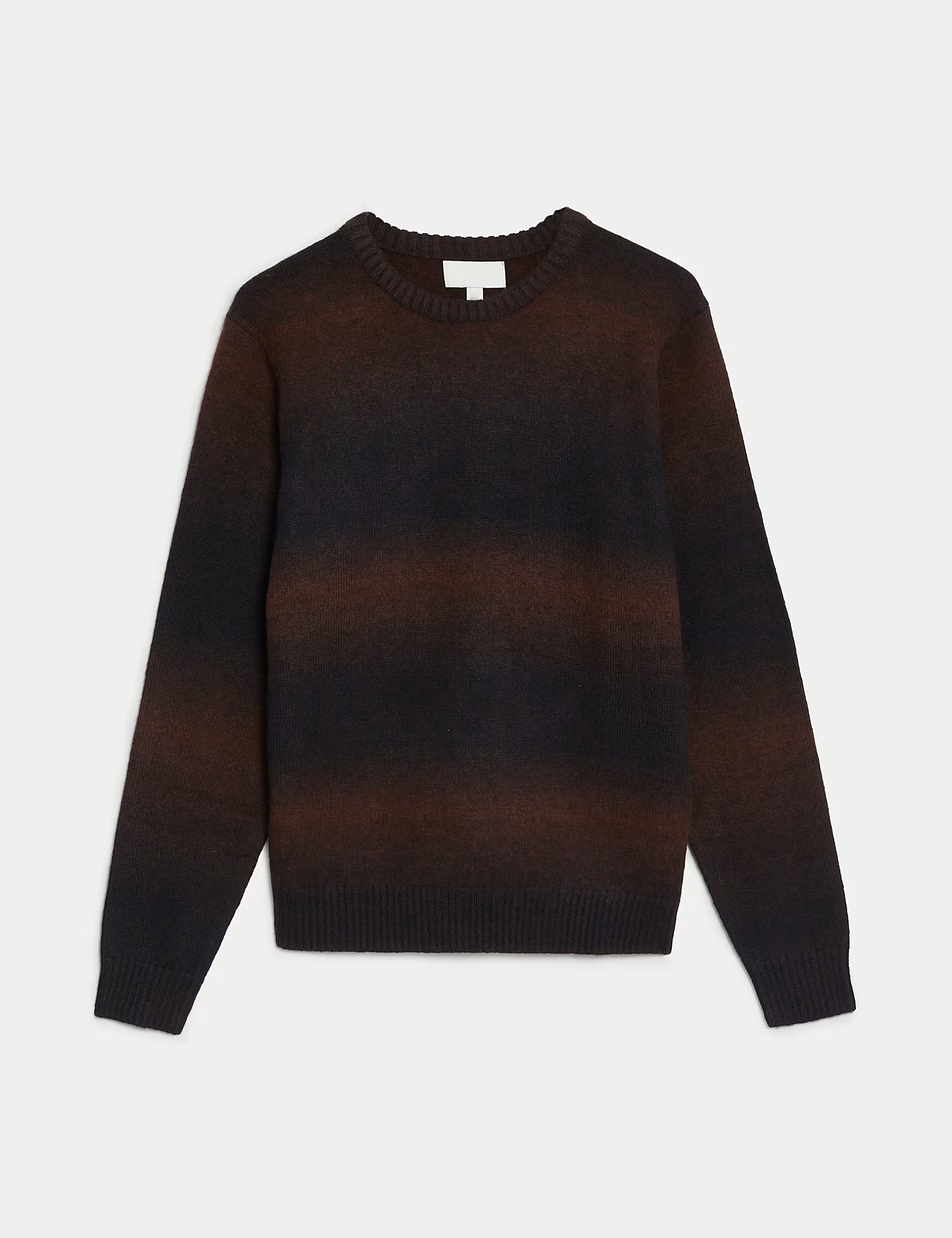 Men's Brown Gradient Striped Crew Neck Jumper