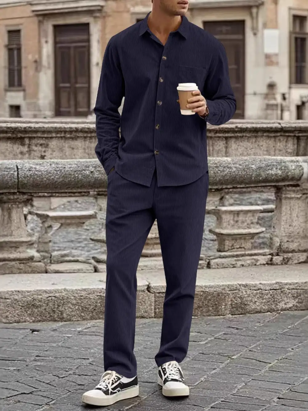 Men's Full Size Button Up Long Sleeve Shirt