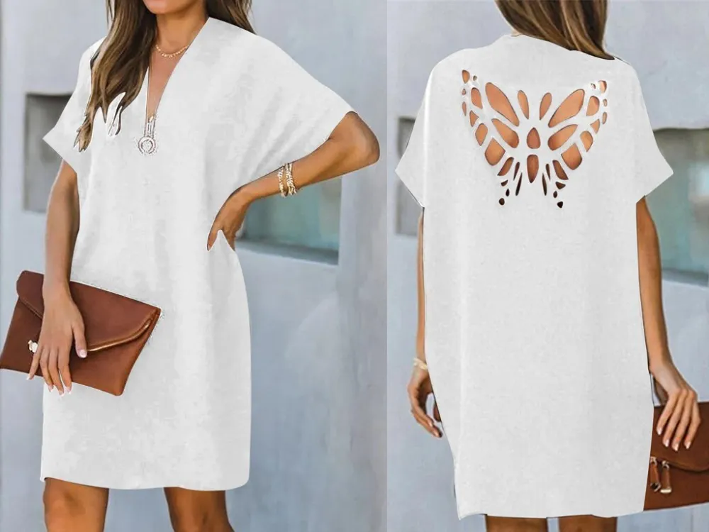 Sexy Lace Backless Butterfly Design Hollow Out Dresses
