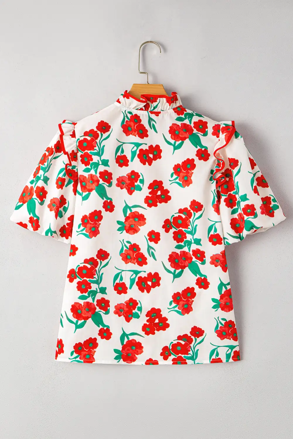 Floral Ruffle Sleeve Casual Shirt