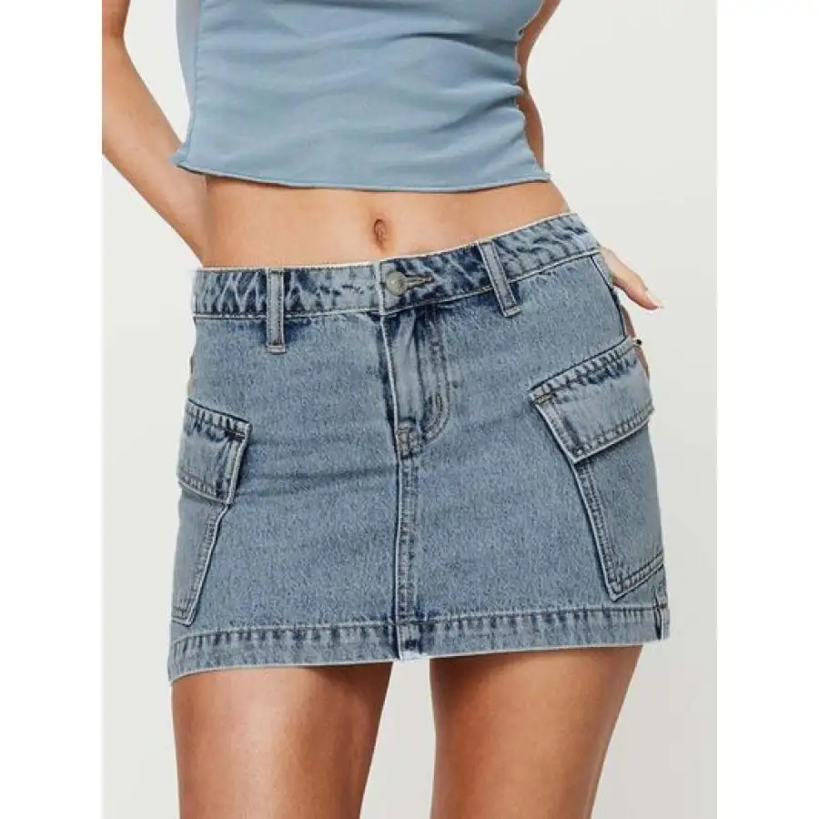 Mini Cargo Denim Skirt with Pockets