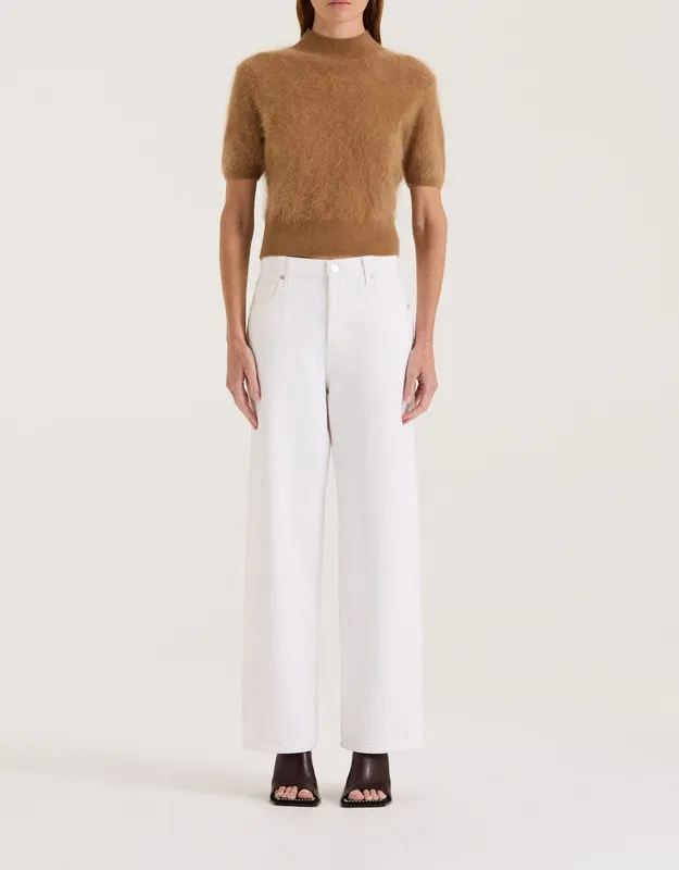 Cognac Cropped Turtleneck Tee