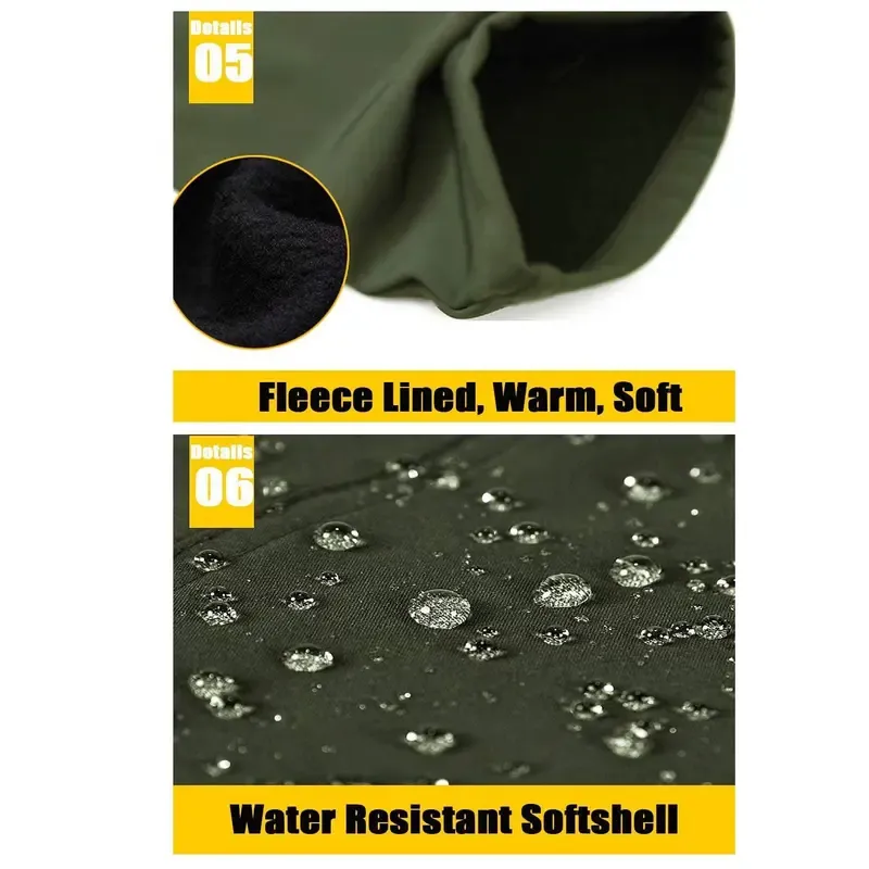Men's Winter Pants Fleece Lined Ski Snow Pants Water Resistant 4 Zip Pockets Outdoor Work Pants FallFreshness Outdoorfun