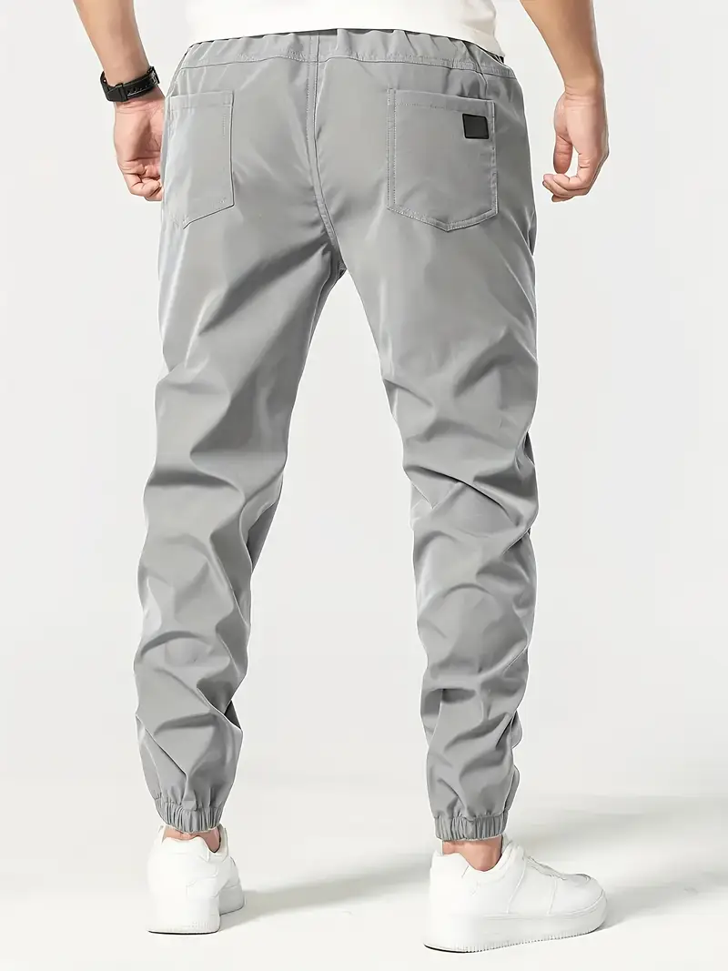5pcs Men’S Solid Color Drawstring Jogger Pants – Polyester – Casual – Non-Stretch – Regular Length – Loose Fit – 150g/m2 – Woven Fabric – for Hiking & Outdoor